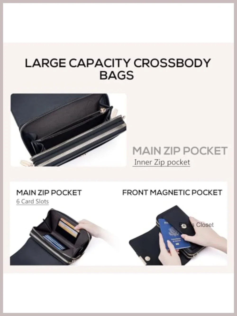 Roulens Small Crossbody Bag for Women PU Leather Shoulder Handbags Wallet Purse